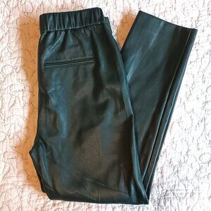 Ann Taylor Faux Leather Pants Size S High Rise Slim Leg Forest Green Color